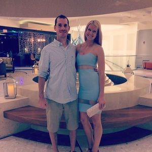 Bodycon Blue Dress with Straps